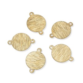 Adabele CF-A3 - 50 piezas de latón cepillado crudo de 12 mm, círculo redondo de 2 orificios, conector de eslabones geométricos, sin chapado/recubierto para fabricación de joyas, manualidades