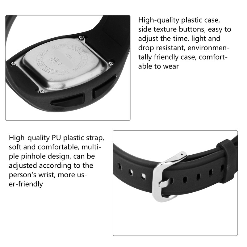 Multifunction Waterproof Intelligent Wrist Watch Sports Digital Step Counter WatchesBlack