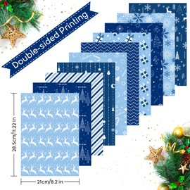 MIAHART 30 Sheets Merry Christmas Pattern Paper Set A4 Size 10 Designs Festival Decorative Craft Paper Double-Sided for Card Making Scrapbook, Blue and White