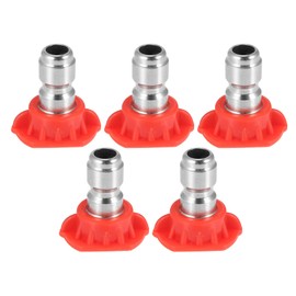 X AUTOHAUX 0 Degrees High Pressure Washer Spray Nozzle Tips Quick Connector Red 5 Pcs