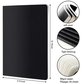 feela 36 Pack Soft Cover Journal Bulk, Lined Blank Travel Journal for Women Men Writing, Notebooks College Ruled for Work, Note Taking Notebook School Business Supplies, 8.2” x 5.5”, A5, Black