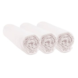 3 Fitted Sheets 40 x 80 cm Organic Cotton White + 2 Mattress Protectors