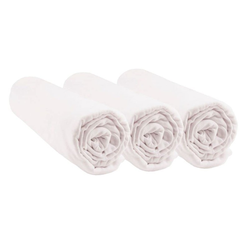 3 Fitted Sheets 40 x 80 cm Organic Cotton White