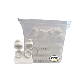 Amcon Contact Lenses Cases Flat Ribbed Extra Deep Well - White, 24 Pack