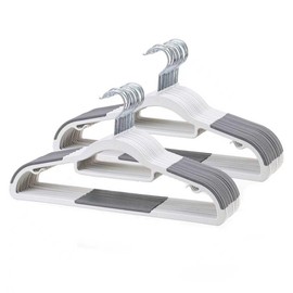 LMTrystFit 30-Pack Plastic Clothes Hangers, Space Saver, Non Slip, 360° Swivel Hook, 0.2 Inches Slim, Sturdy Heavy Duty Coat, Durable Hangers for Suits, White and Dark Gray