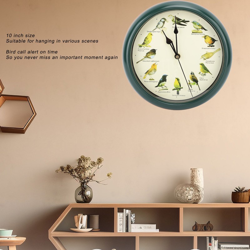 10 Inch Wall Clock Multipurpose Cuckoo Round Silent Punctual Bird