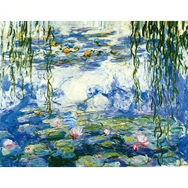 Wieco Art Water Lilies Floral Canvas Prints Wall Art by Claude Monet Famous Oil Paintings Flowers Reproduction for Kitchen Bedroom Bathroom Home Decor Modern Classic Landscape Pictures Giclee Artwork