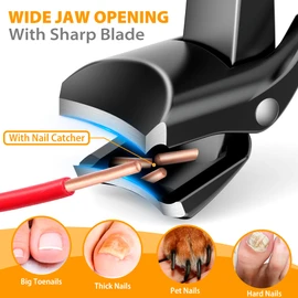 Toe Nail Clippers for Seniors, Mens with Wide Jaw Opening, Ultra-Sharp Heavy Duty Large Thick Fingernail Clippers Cutters with Catcher for Men Women, 18-Month Replacement Warranty!
