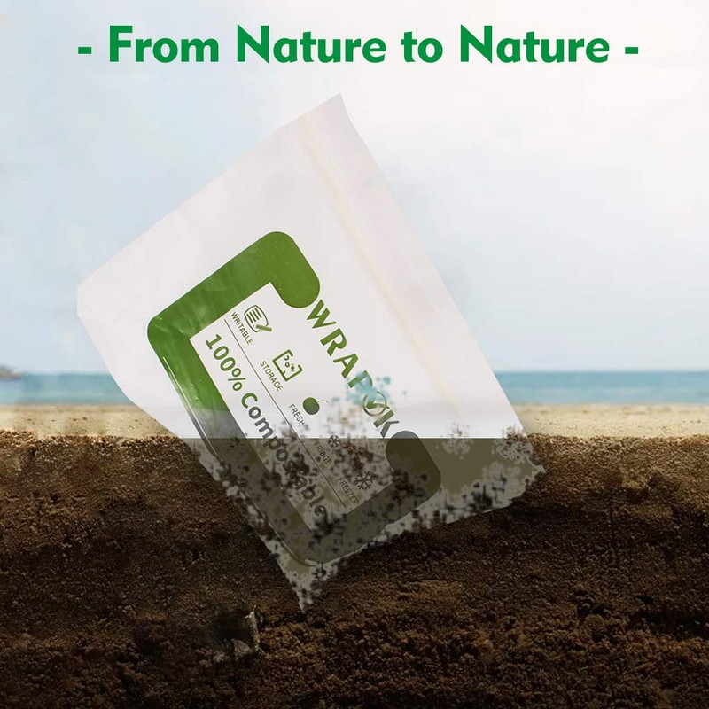 WRAPOK 100% Compostable Snack Bags Small Biodegradable Freezer Sandwich Storage