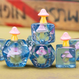 Mushrooms DND Dice Set, Resin Animal Polyhedral Dice for Dungeons and Dragons, RPG, MTG D&D 7-DIE (D4, D6, D8, D10, D12, D20, D%)