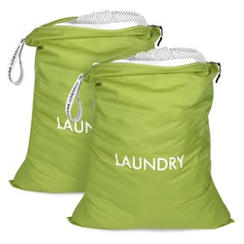 MissBoy 2 Pack Laundry Bags, Nylon Washable Wet Dry Bag, Travel Laundry Bags for Dirty Clothes, Swimming Bathing Suit Workout Wet Clothes Bag