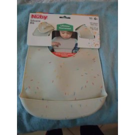 Nûby Nuby Silicone Bib Solid White Multi Color Sprinkles Scoop Pocket BPA Free 6+ mos