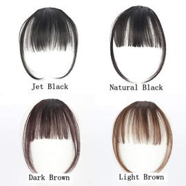 Bangs Wig Ultra Thin Extension Ultra Natural Wig with Sideburns (Brown Black)