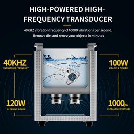 ACMESONIC Ultrasonic Cleaner 3L Dual-Frequency Professional Digital Stainless Steel Cleaning Machine with Heater Timer for Denture, Coins, Small Metal Parts, Circuit Board, Lab Tools, etc