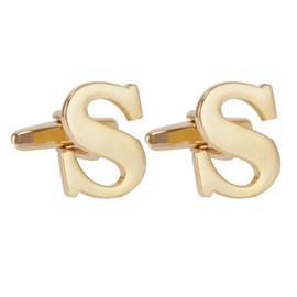 Salutto Men's Gold Letter S Cufflinks 1 Pair with Gift Box (S)