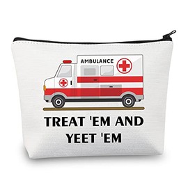 BDPWSS ER Nurse Makeup Bag Emergency Room Gift ICU Nurse Gift Emergency Nurse Gift Treat 'Em and Yeet 'Em Nurse Zipper Pouch (Street Or Yeet)