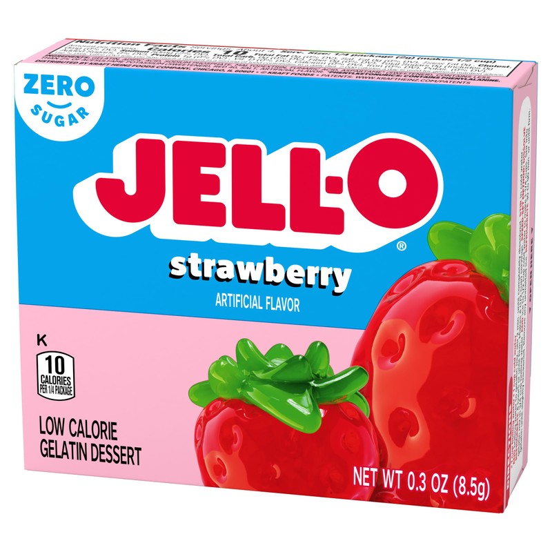 Jell-O Strawberry Sugar-Free Gelatin, 0.30 Ounce (8.5g), (Pack of 3)