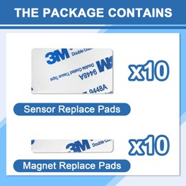SECOPIN Adhesive Replacement Tape Compatible for GE Personal Security Window and Door Alarm, Double Sided Adhesive Pads(10 Sensor and 10 Magnet Replace Pads)