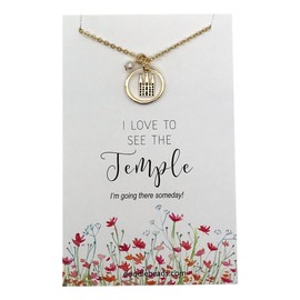 Doodle Beads Temple Necklace gold, Temple Jewelry, I Love to See the Temple with 16"-18" chain