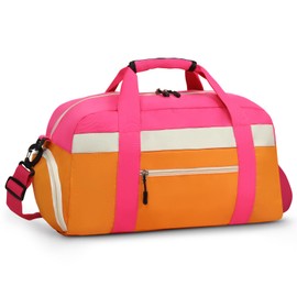 WOOMADA Travel Duffle Bag, Weekend Bag with Wet Pocket & Trolley Sleeve, Overnight Bag With Shoe Compartment, Fit for Sports Practice, Travel and Gifts(orange)