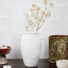 roro Handmade Rustic Ivory-White Prunus Ceramic Vase with Ear Handles,