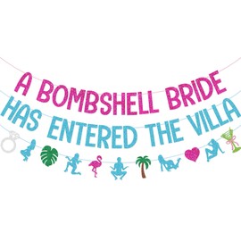 A Bombshell Bride Has Entered The Villa Banner Garland for Love Island Themed Bachelorette Party Decorations