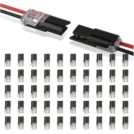 50pcs Double Wire Plug in Connector, 2 Pin 2 Way Low Voltage Wire Connector, D2 Fast Connect Plugs for Cable Outer Diameters Ranging from 1.5mm - 2.1mm
