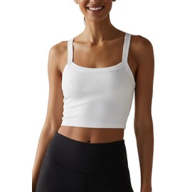 Sanutch Womens Cropped Workout Tank Yoga Tops Workout Crop Tops White L