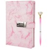 Marble Diary with Lock and Pen, Refillable A5 Daily Journal