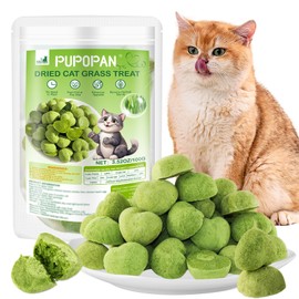 PuPoPan Cat Grass Teething Sticks, 3.52Oz Edible Freezed Drying Cat Grass Treats, Cats Snacks for Hairball Removal and Dental Care