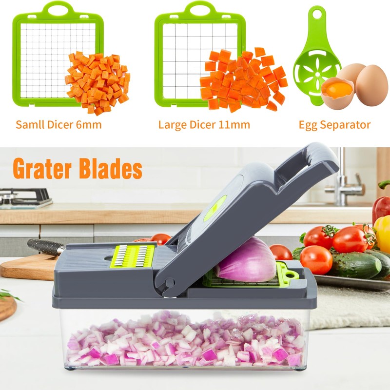 Multifunction Vegetable Chopper, 8 Blades Dicer Vegetable Cutter, Onion Cutter
