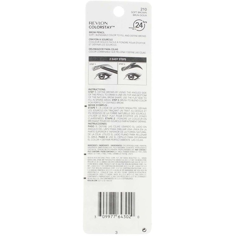 Revlon Colorstay Brow Pencil, 210 Soft Brown (Pack of 2)
