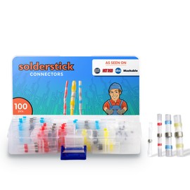 Solderstick Waterproof Solder Seal Wire Connectors Kit, Electrical Insulated Wire Splice Heat Shrink Wire Connectors with 4 Gauges - 12-10, 16-14, 22-18, 26-24 AWG (100)