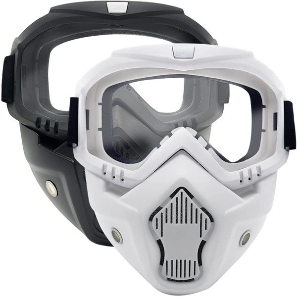 2 Pack Tactical Mask Detachable Goggle Masks Compatible with Nerf Rival, Apollo, Zeus, Khaos, Atlas, Artemis Blasters Rival Mask (Black&White)