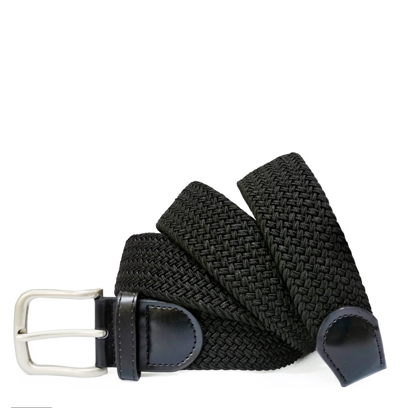 Gloop unisex elastic leather braided stretch belt; stretchable fabric; leather