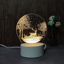 3D Optical Illusion LED Deer Night Lamp, Boys and Girls Children's Sleep Desk Lamp, USB Powered, Used for Home Decoration or Children's Holiday Gifts