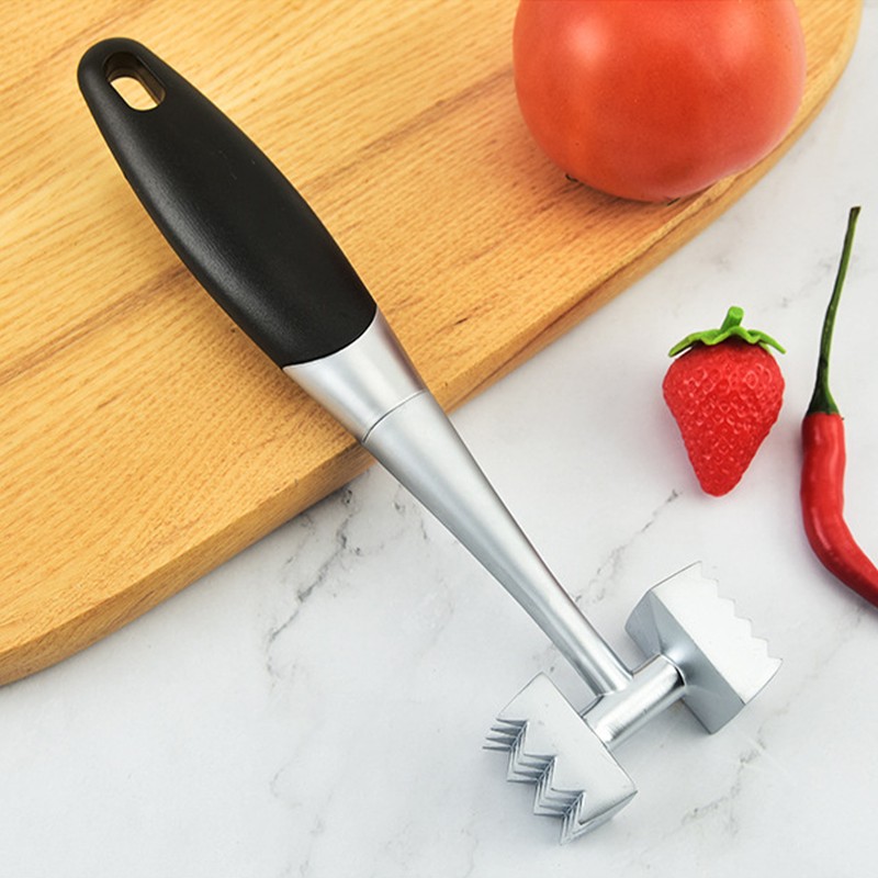 Meat Tenderizer Dual Sided Zinc Alloy Ergonomic Rubber Handle Balanced