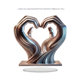 Heart Hand Sculpture, Hands Sculpture Heart-Shape Modern Art Acrylic Home Decor, Meaningful Aesthetic Decoration for Bookshelf, Coffee Table, Bedroom