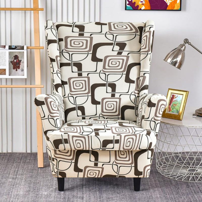Gugxiom Armchair Cover, Wing Chair, 2-Piece Printed Wing Chair Cover,