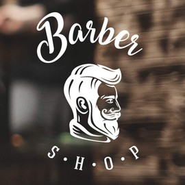Barber Shop Wall Sticker Art Salon Decor Hair Beauty Sign Pole Man Vinyl Decoration Mural Barbershop Signs face Beard Style Hairdresser Logo Haircut Decal Hairdressing Hairstyle Quote Window White