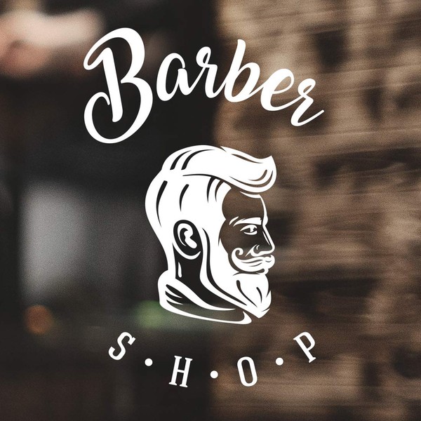 Barber Shop Wall Sticker Art Salon Decor Hair Beauty Sign Pole Man Vinyl Decoration Mural Barbershop Signs face Beard Style Hairdresser Logo Haircut Decal Hairdressing Hairstyle Quote Window White