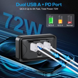 Linkstyle USB Car Charging Socket, Dual 18 W USB A & 36 W PD Type C Fast Charging Socket Panel with Voltmeter & Switch for Car Marine