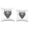 Scary Silver Yokai Oni Mask Japanese Anime Warrior Throw Pillow