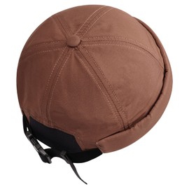 Clakllie Quick Dry Brimless Hat Lightweight Docker Hat Skullcap Rolled Cuff Beanie Hat No Brim Watch Cap Landlord Hat,Brown