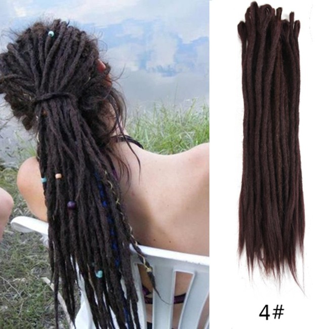 AOSOME 20Inch 20pcs/pack Synthetic Dreadlock Extensions Dark Brown Crochet Hair Extensions
