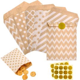 Bolsas de Papel Kraft Biodegradable, 100 Unidades, 5 Patrones