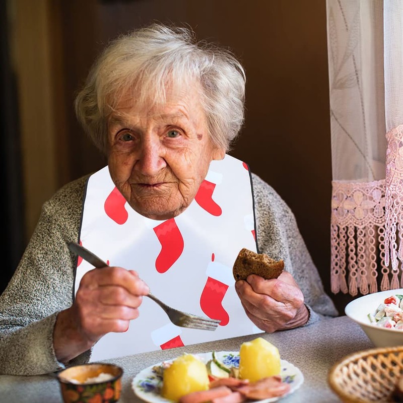 Ciieeo Christmas Themed Adult Bibs for Eating Washable Elderly Dinning