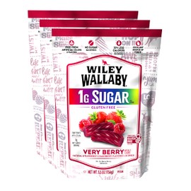 Wiley Wallaby 5.5 Ounce Very Berry Low Sugar Gluten Free Gourmet Australian Style Soft & Chewy Licorice Candy Twists (5.5 Ounce (Pack of 3))