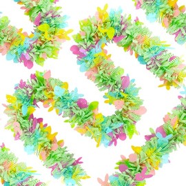 Guirnalda de oropel de Pascua de 50 pies, guirnalda colorida de oropel con confeti, serpentinas giratorias para puerta de árbol, escaleras, decoración de mantel, suministros de fiesta colgantes, decoración para interiores y exteriores