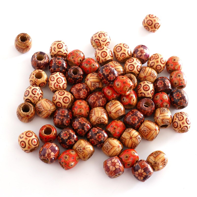 YIEUR Pack of 120 Round Wooden Beads, 150 g, Natural